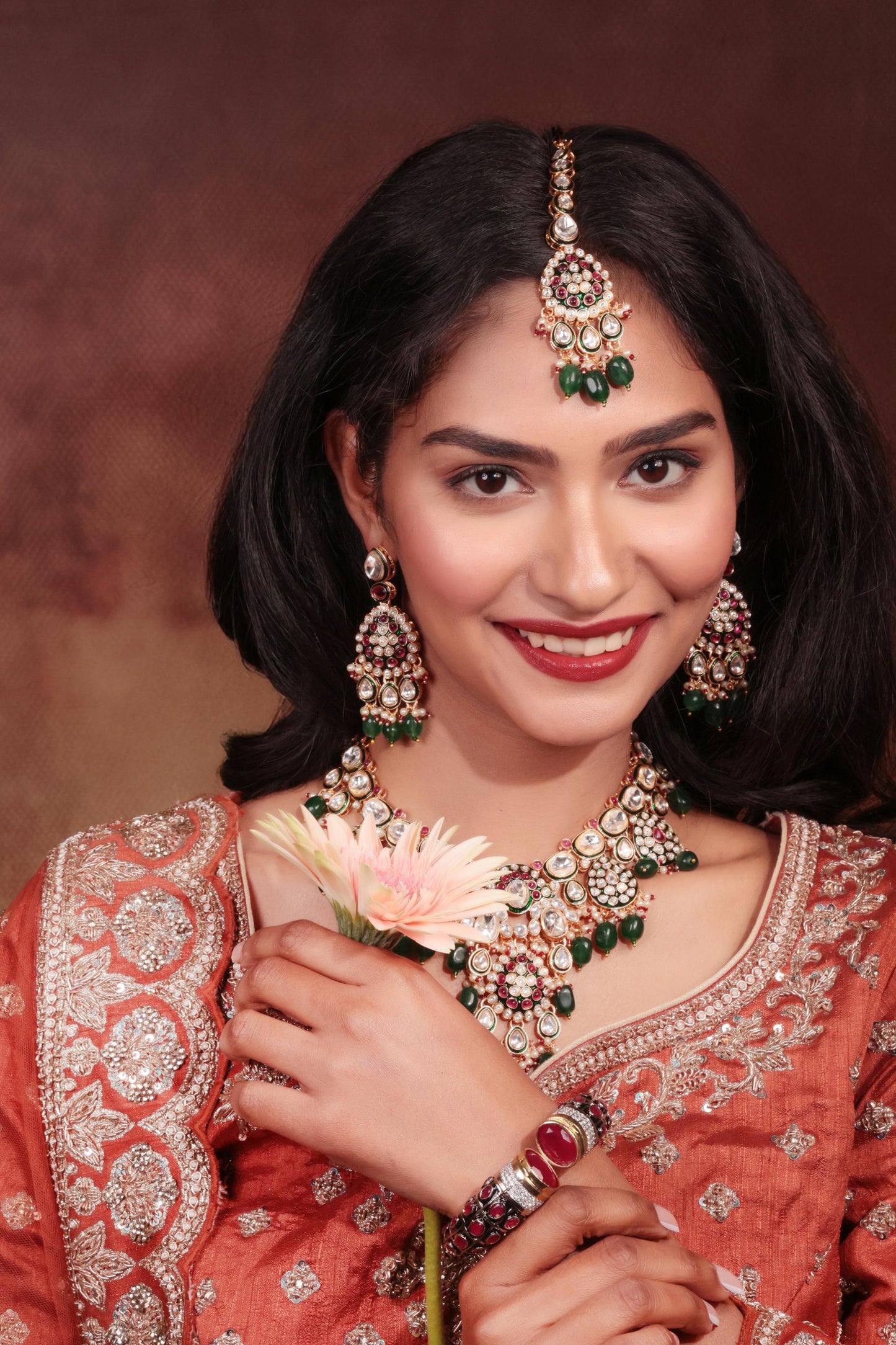Royal Kundan & Green Bead Choker Set