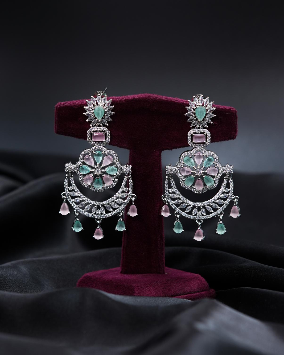 Floral AD Earrings – A Dreamy Blend of Pastel Pink & Aqua Green