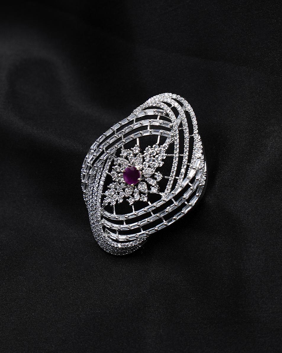 Elegant AD Pendant Set with Ruby Accent