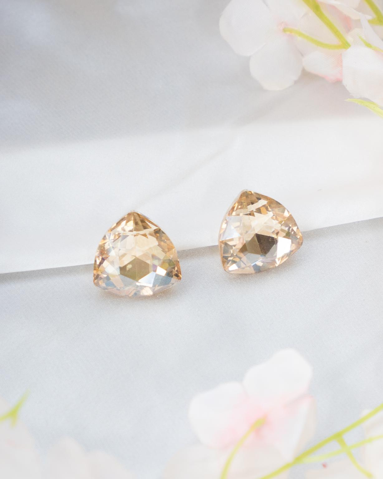 Golden-Copper Mixed Studs with Diamond-Cut Stones