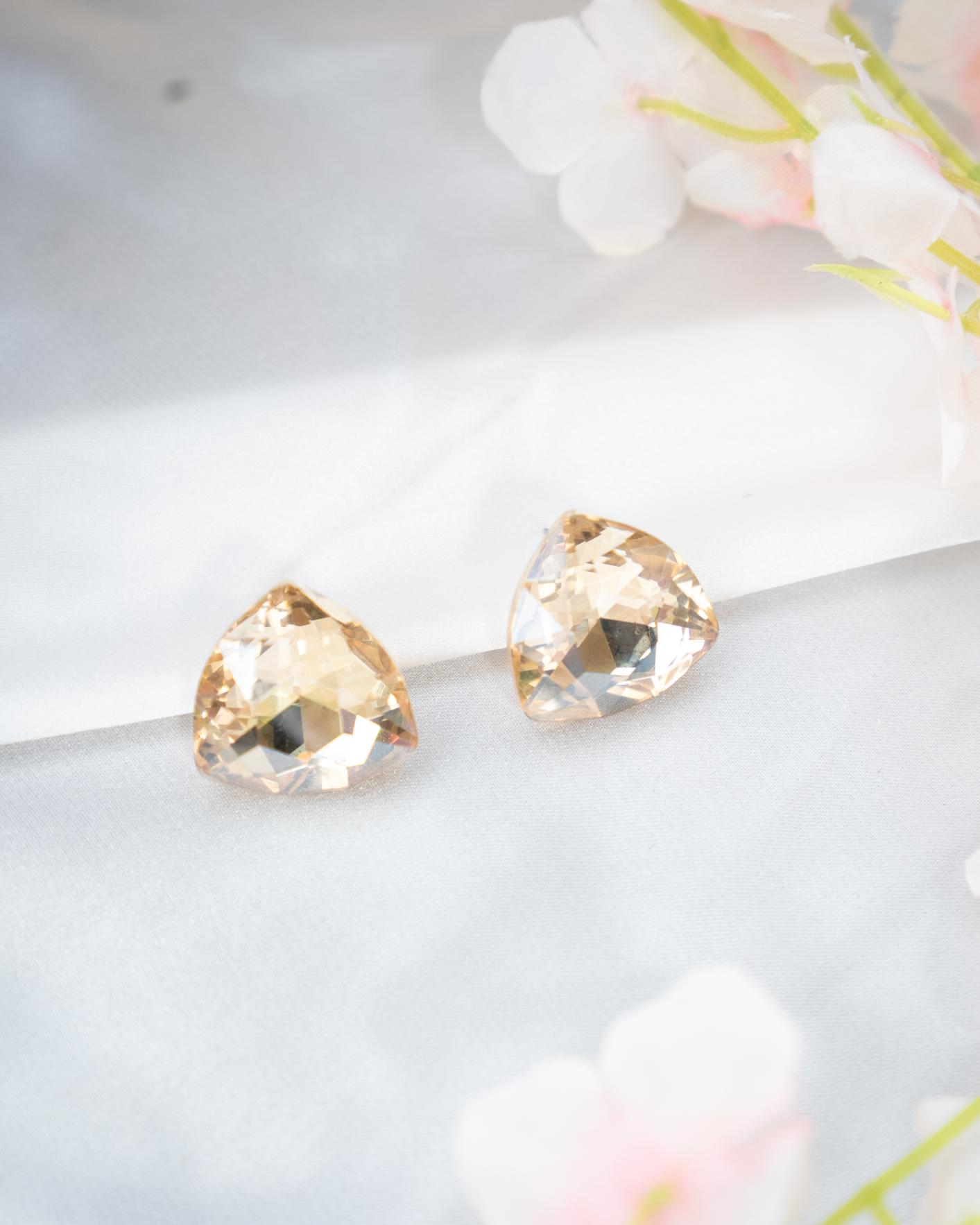 Golden-Copper Mixed Studs with Diamond-Cut Stones