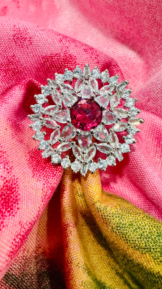 Magnificent AD & Ruby Floral Ring – A Blooming Beauty