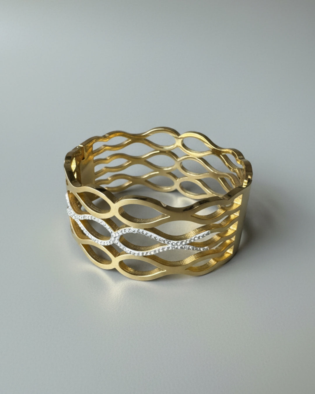 Gold & AD Geometric Anti-Tarnish Bracelet