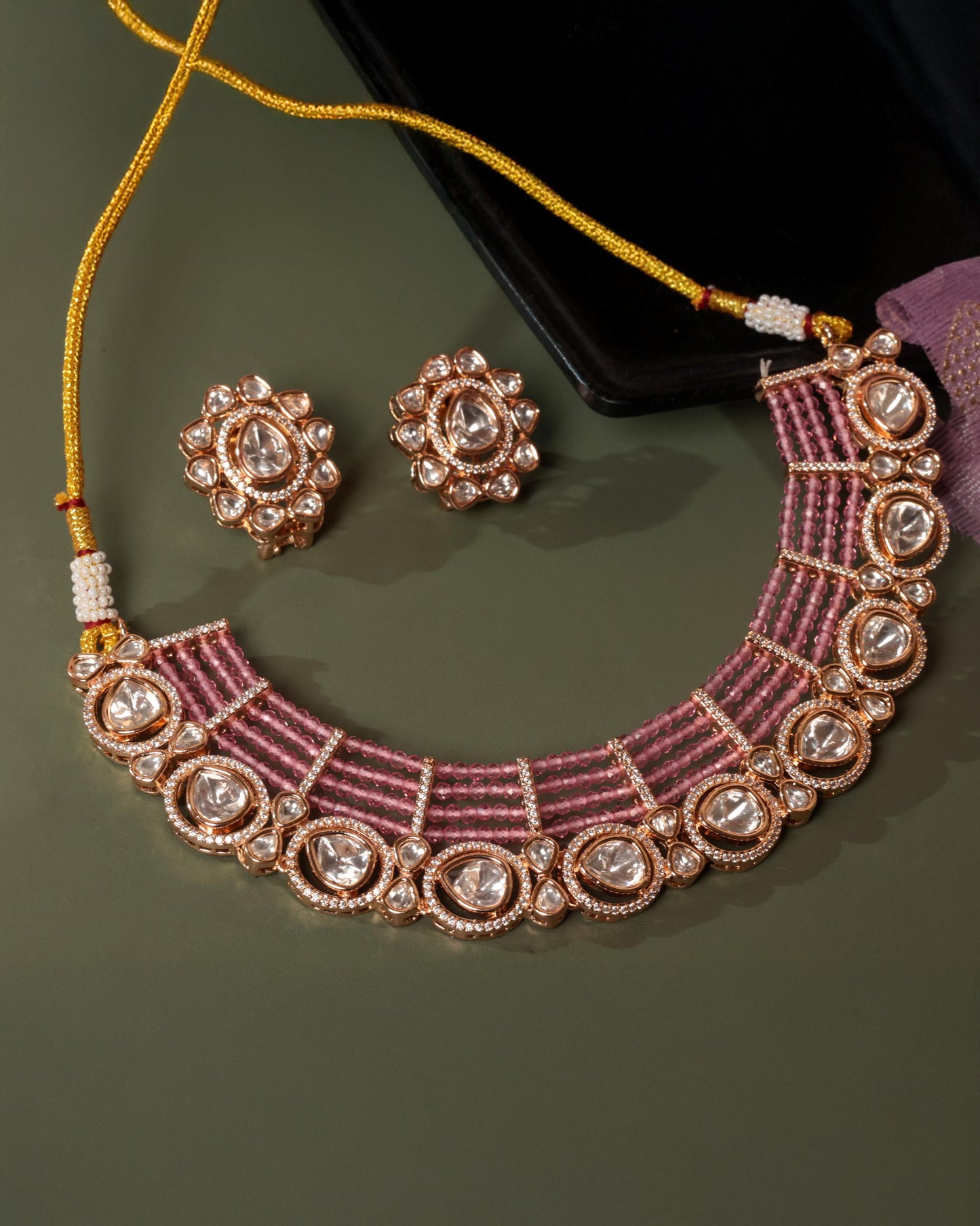 Exquisite Kundan & Moissanite Necklace Set