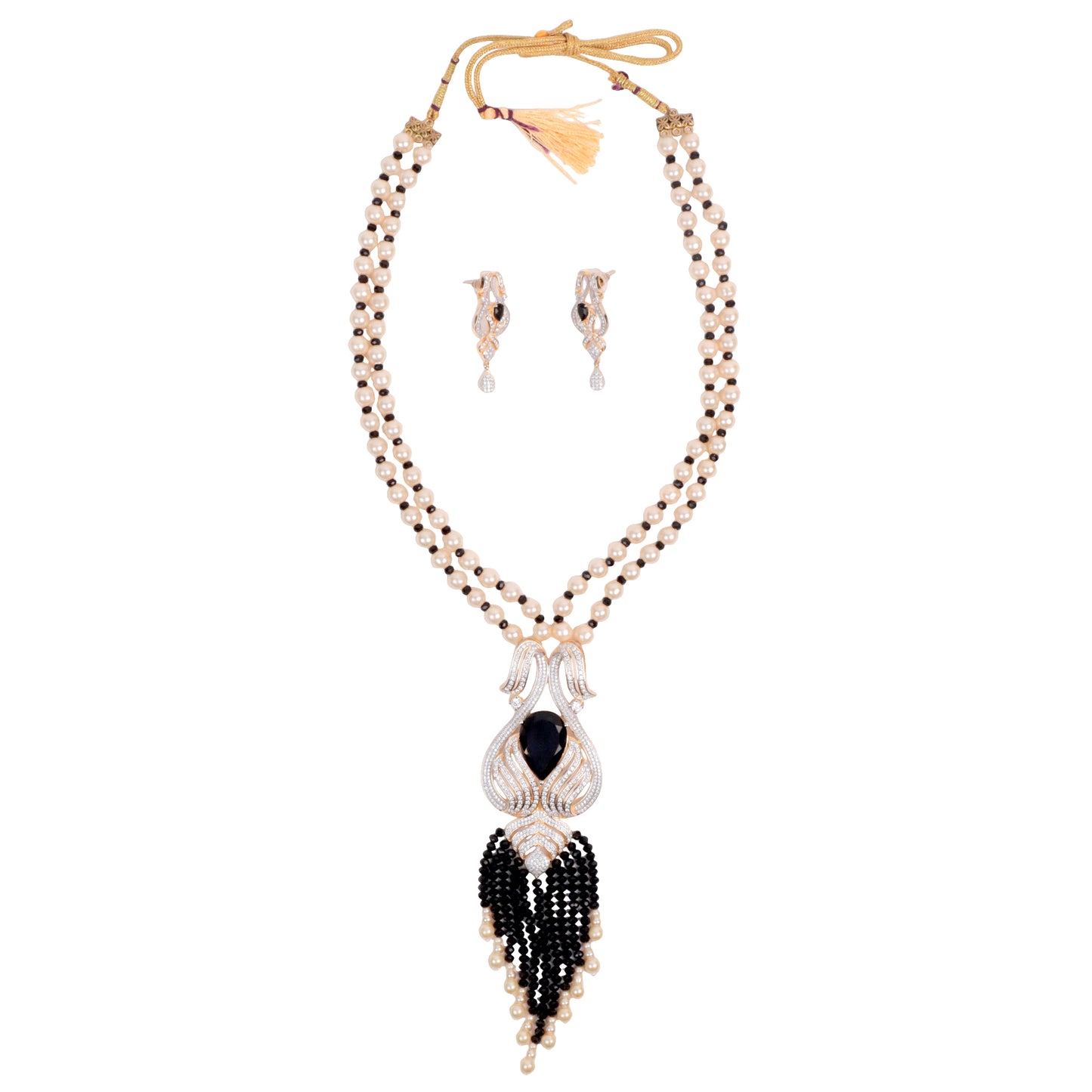 Elegant Pearl & American Diamond Necklace Set β A Timeless Treasure!