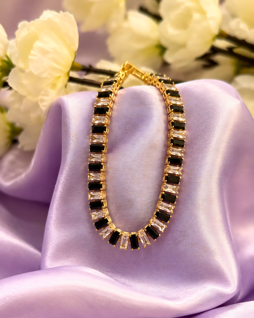 Black & White American Diamond Anti-Tarnish Bracelet