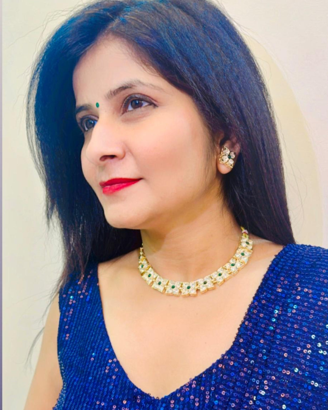 Emerald Polki Floral Choker Set
