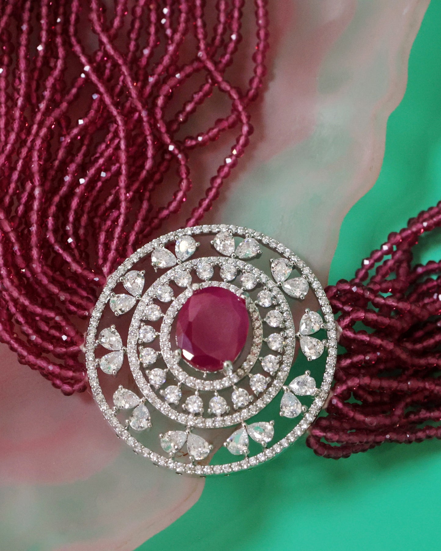 Elegant Ruby Beaded Choker Set – A Timeless Statement Piece