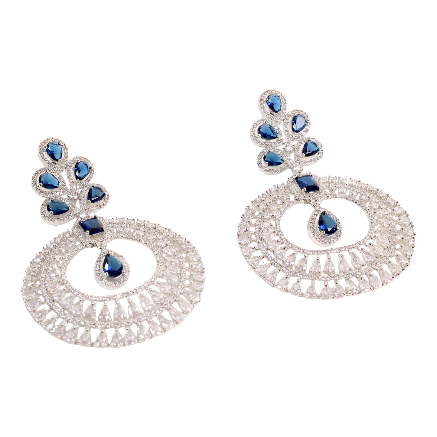 Regal Sparkle β The Ultimate Sapphire & American Diamond Earrings