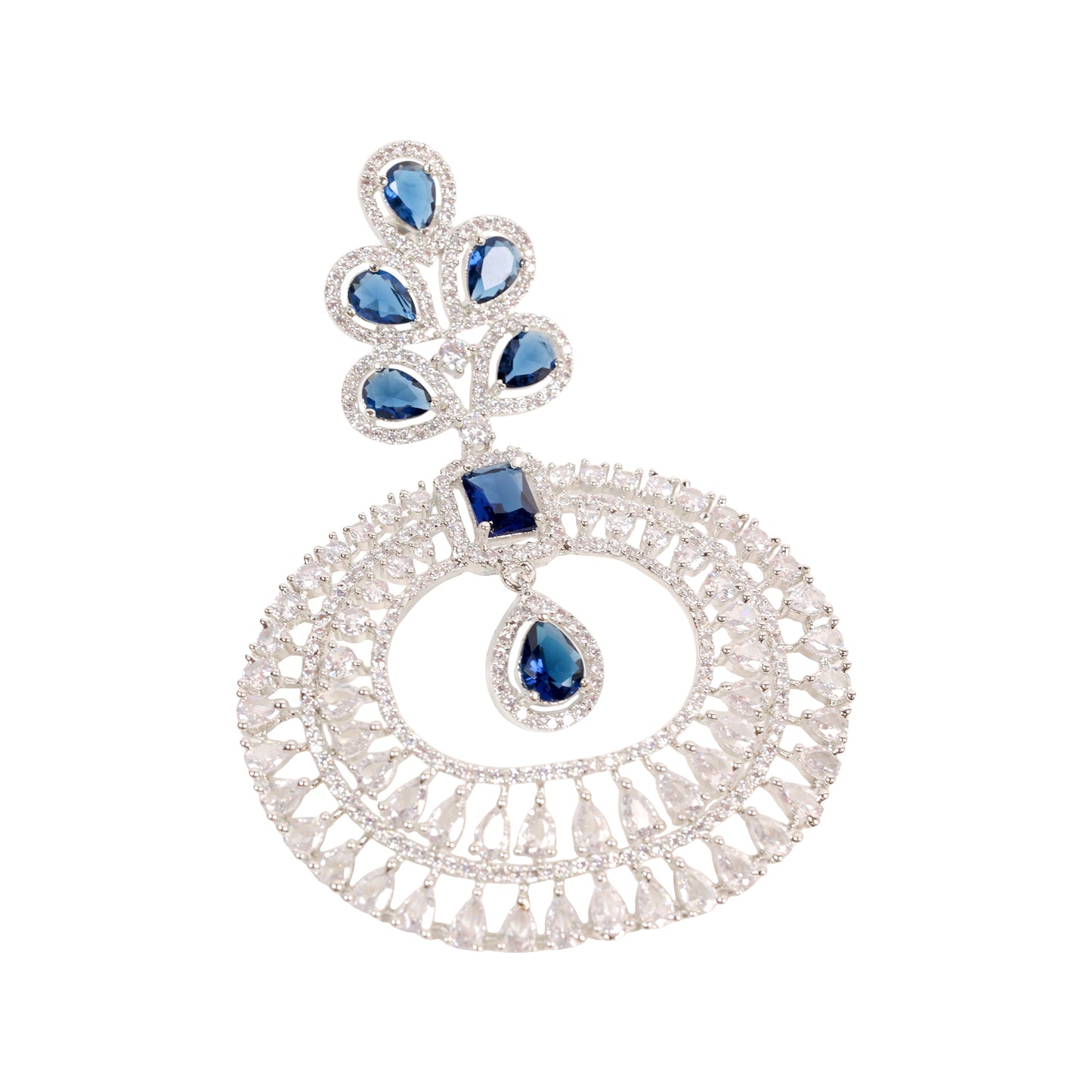 Regal Sparkle β The Ultimate Sapphire & American Diamond Earrings