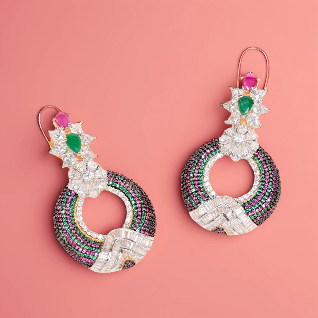 Exquisite Italian Multicolor Statement Earrings