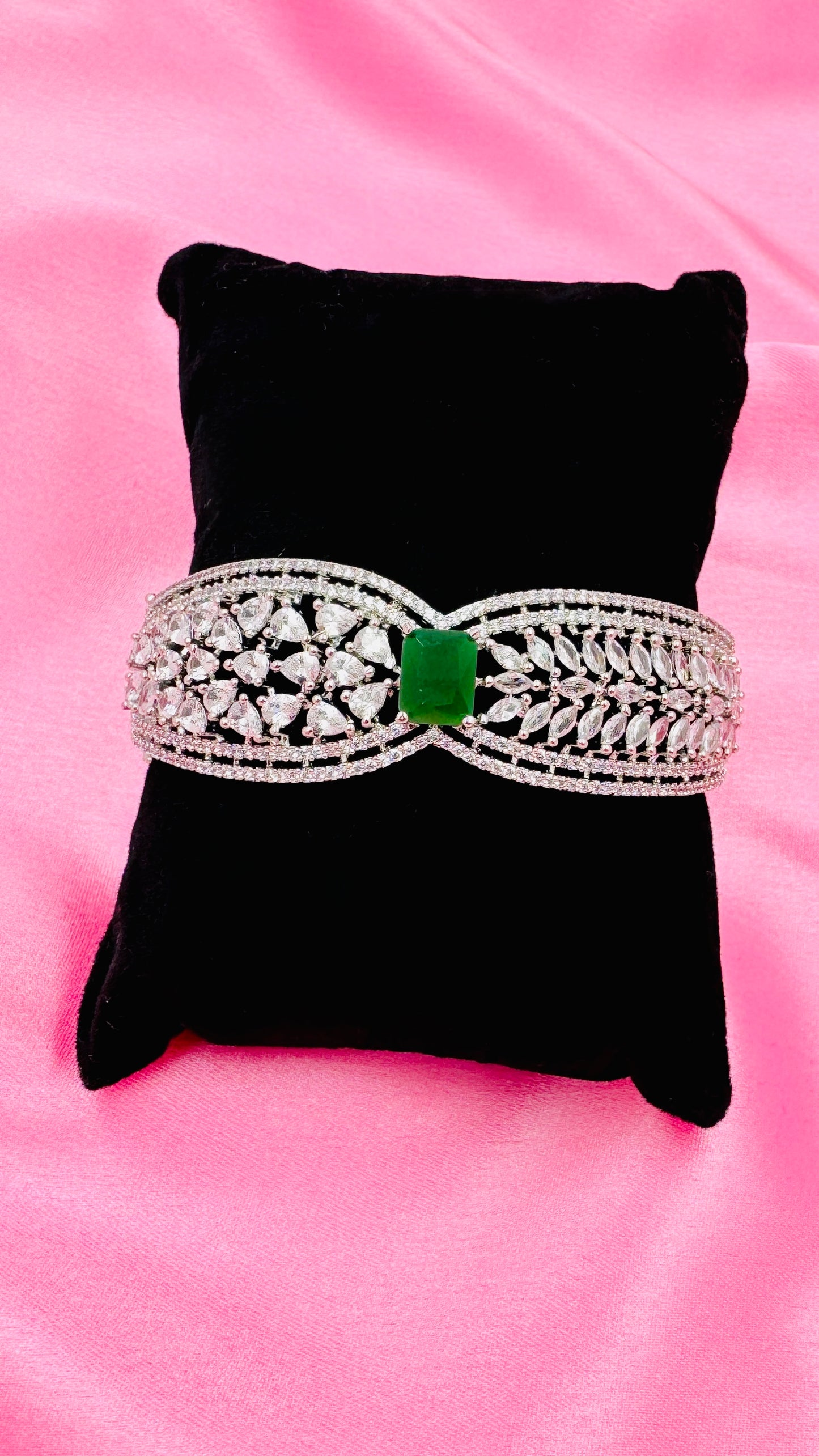 American Diamond & Emerald Glam Bracelet