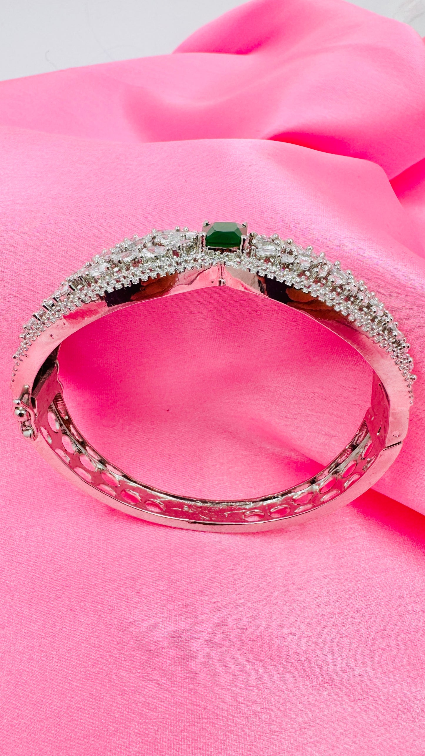American Diamond & Emerald Glam Bracelet