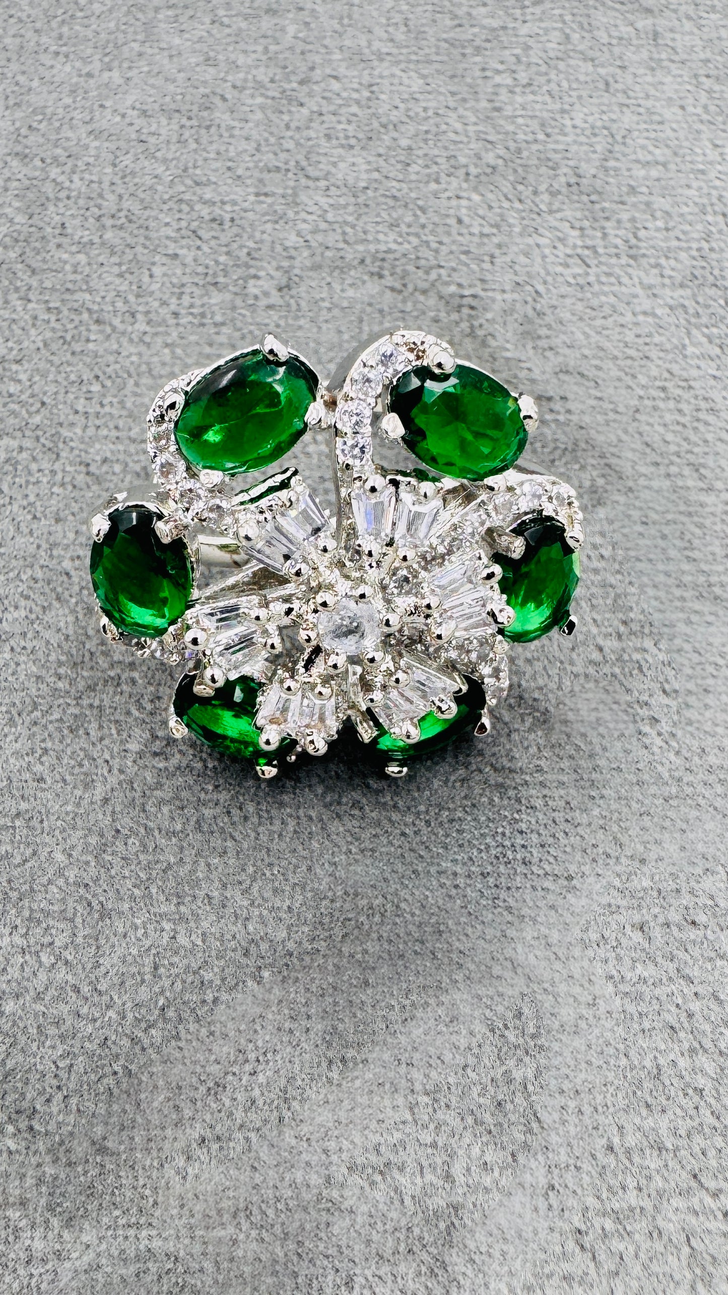 Emerald Blossom American Diamond Ring