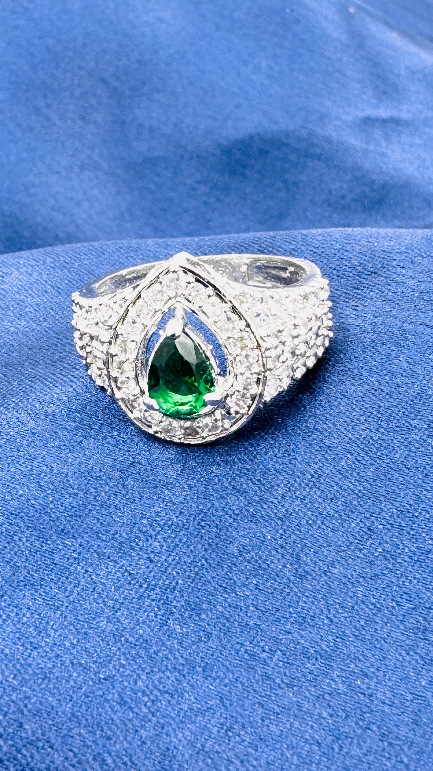 Emerald Blossom American Diamond Ring