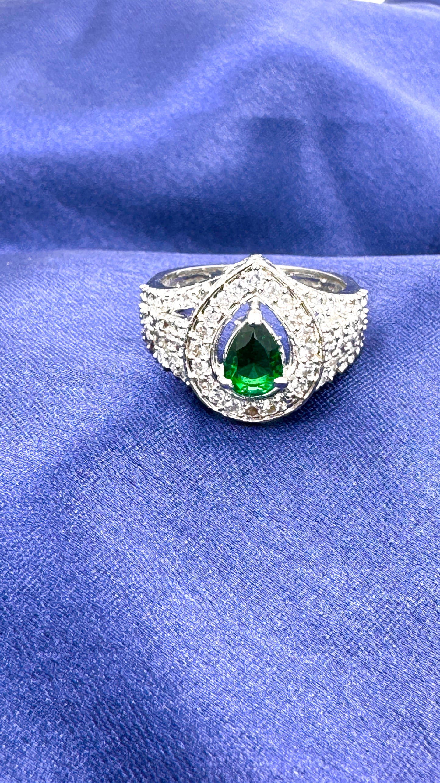 Emerald Blossom American Diamond Ring