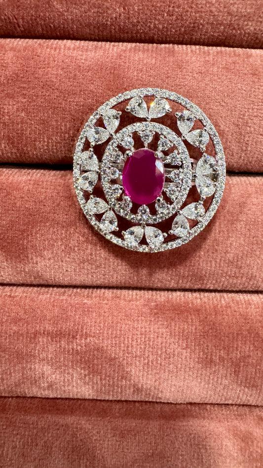 Majestic Ruby Halo Adjustable Ring