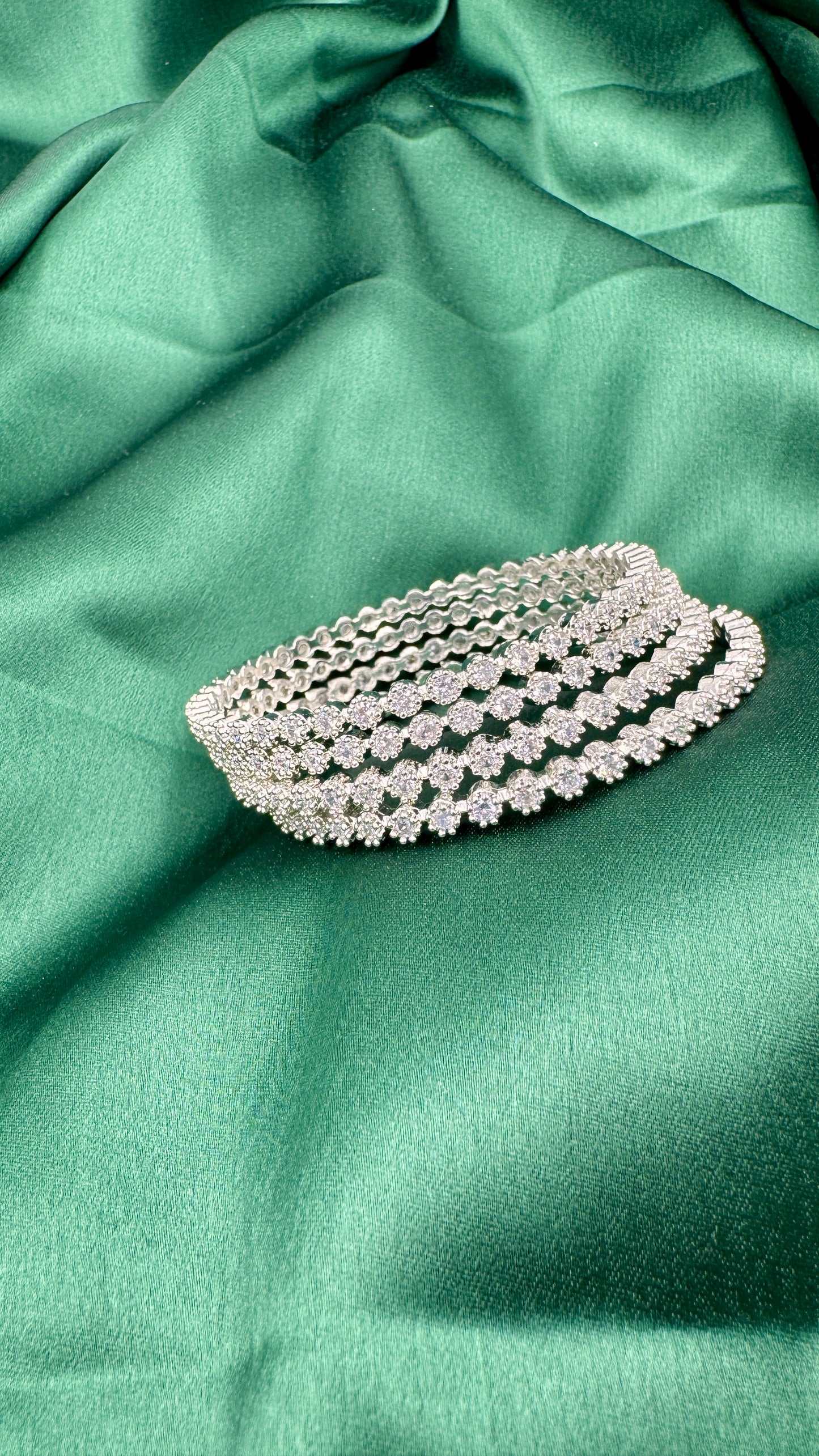 Dazzling American Diamond Bangle Set of Four - Size - 26
