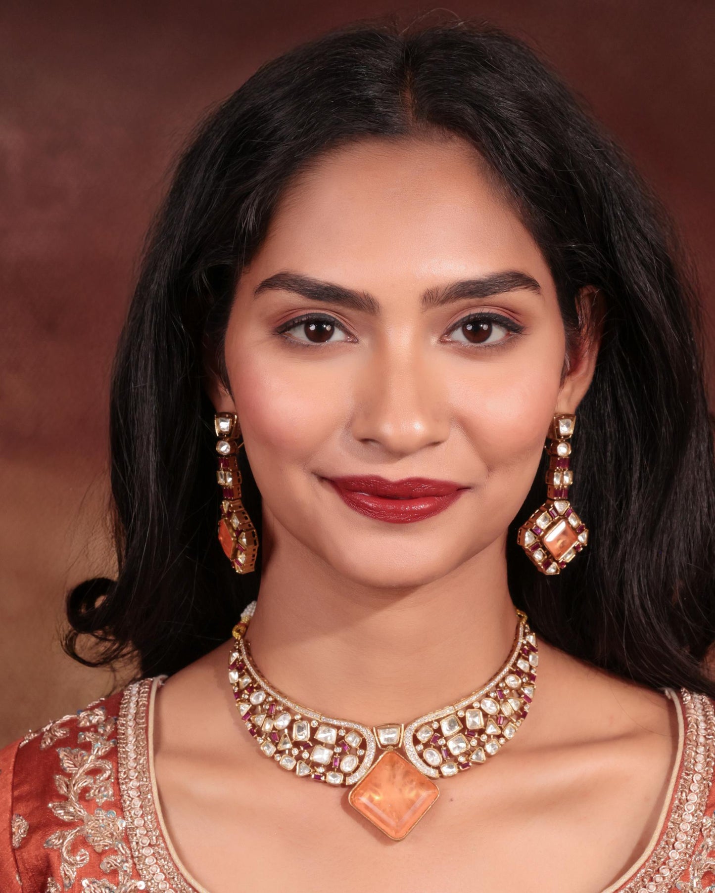 Regal Polki & Gemstone Choker Set
