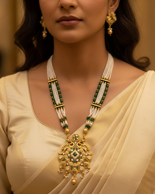 Antique Beaded Lakshmi Pendant Set