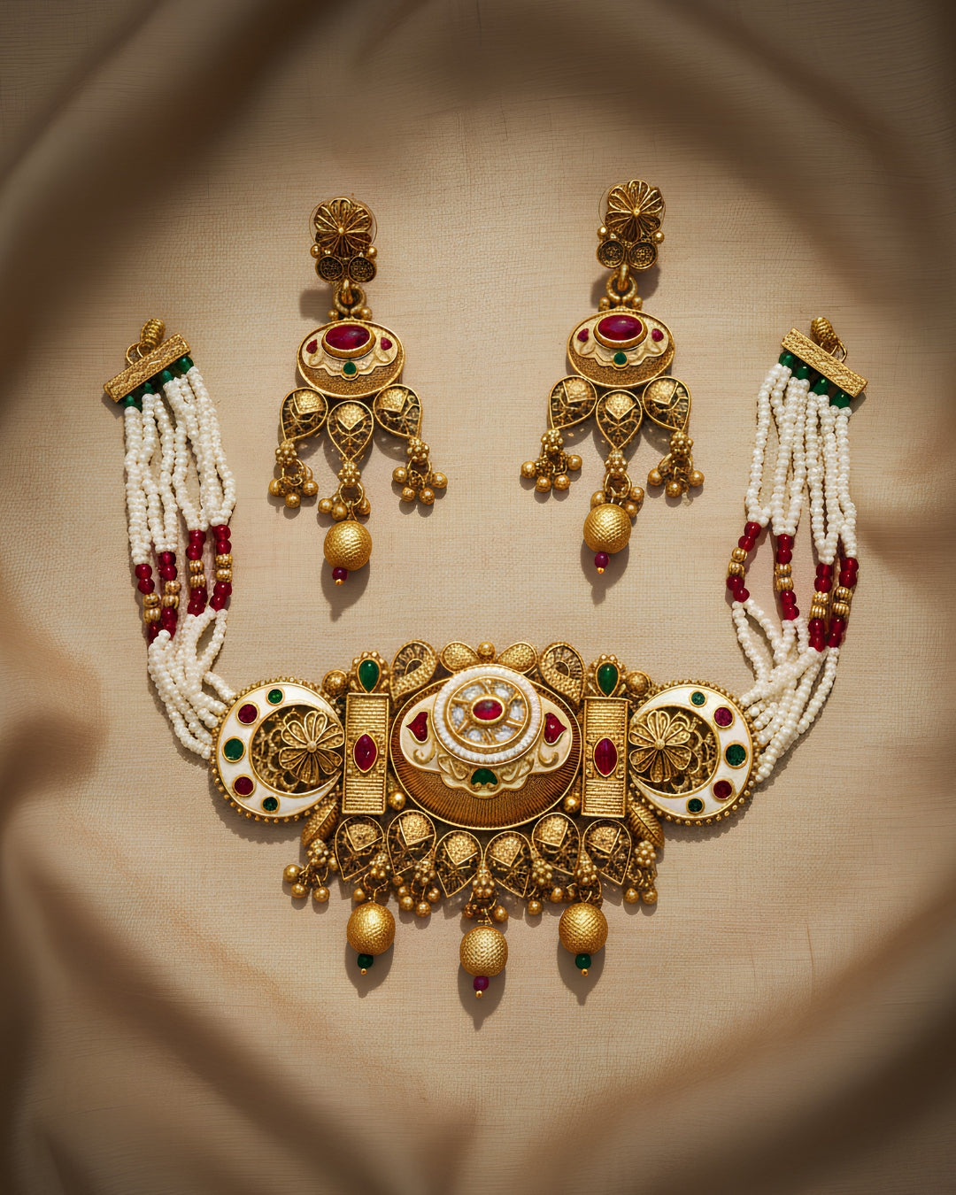 Antique MOP & Meenakari Choker Set