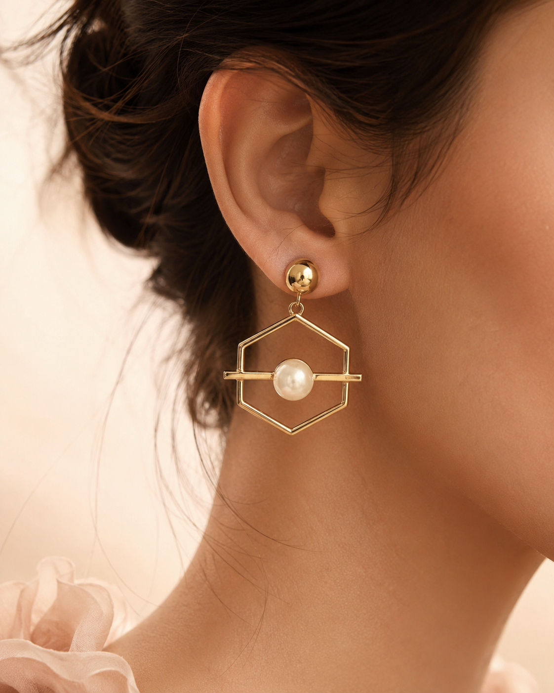 Pearl Prism Geometric Statement Earrings