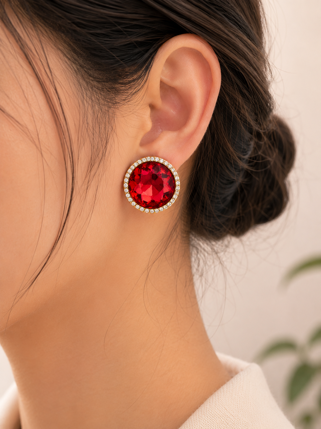 Royal Ruby Crystal Stud Earrings