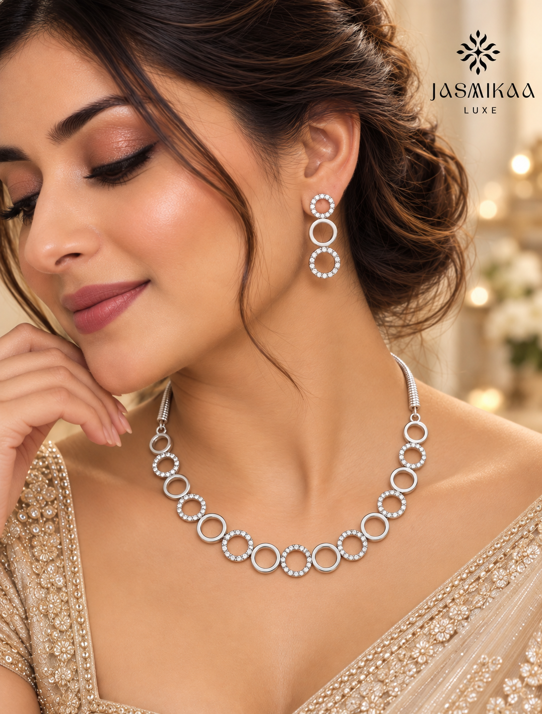 Rhodium Luxe Circle Necklace Set