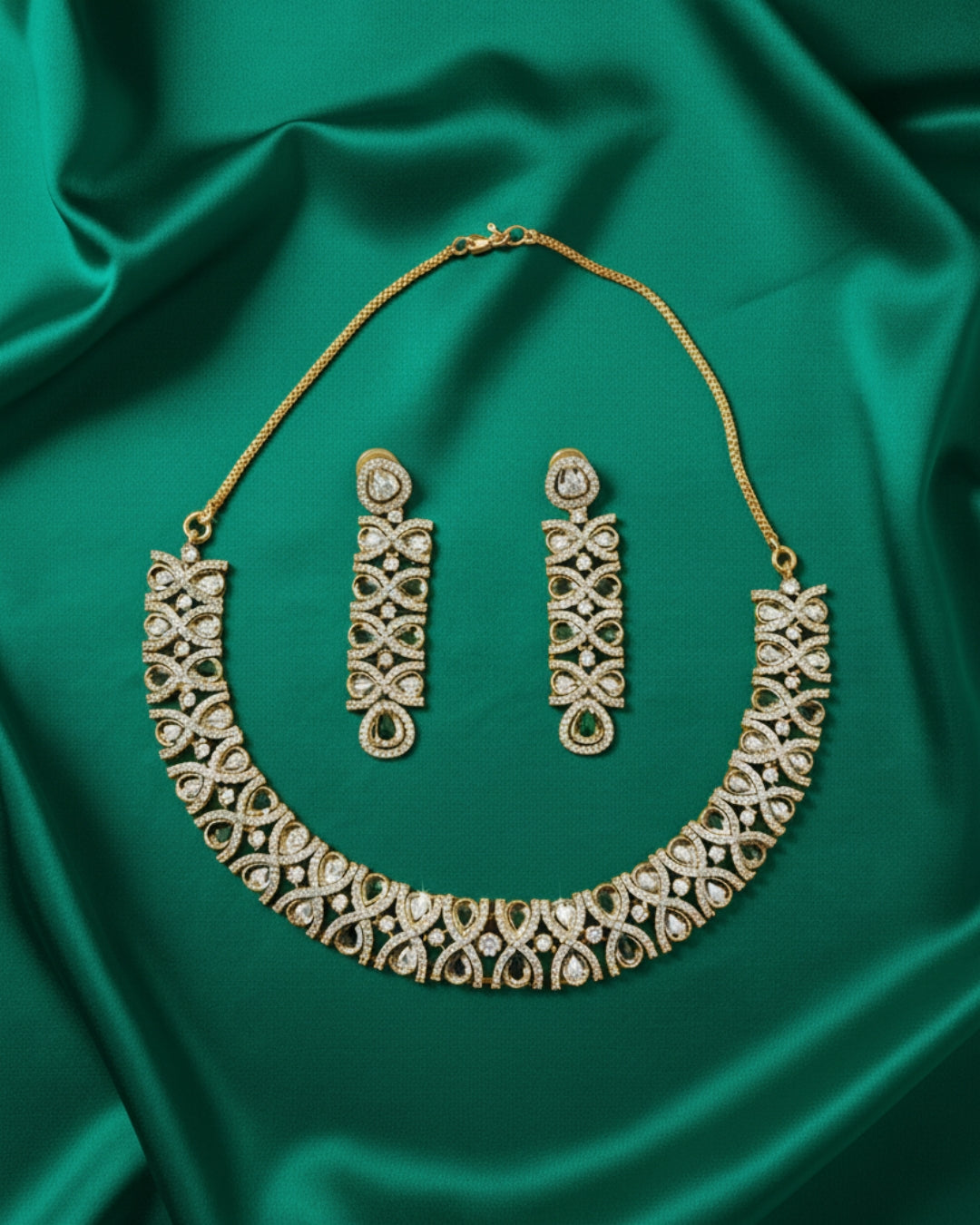 Mehndi Green AD & Polki Choker Set