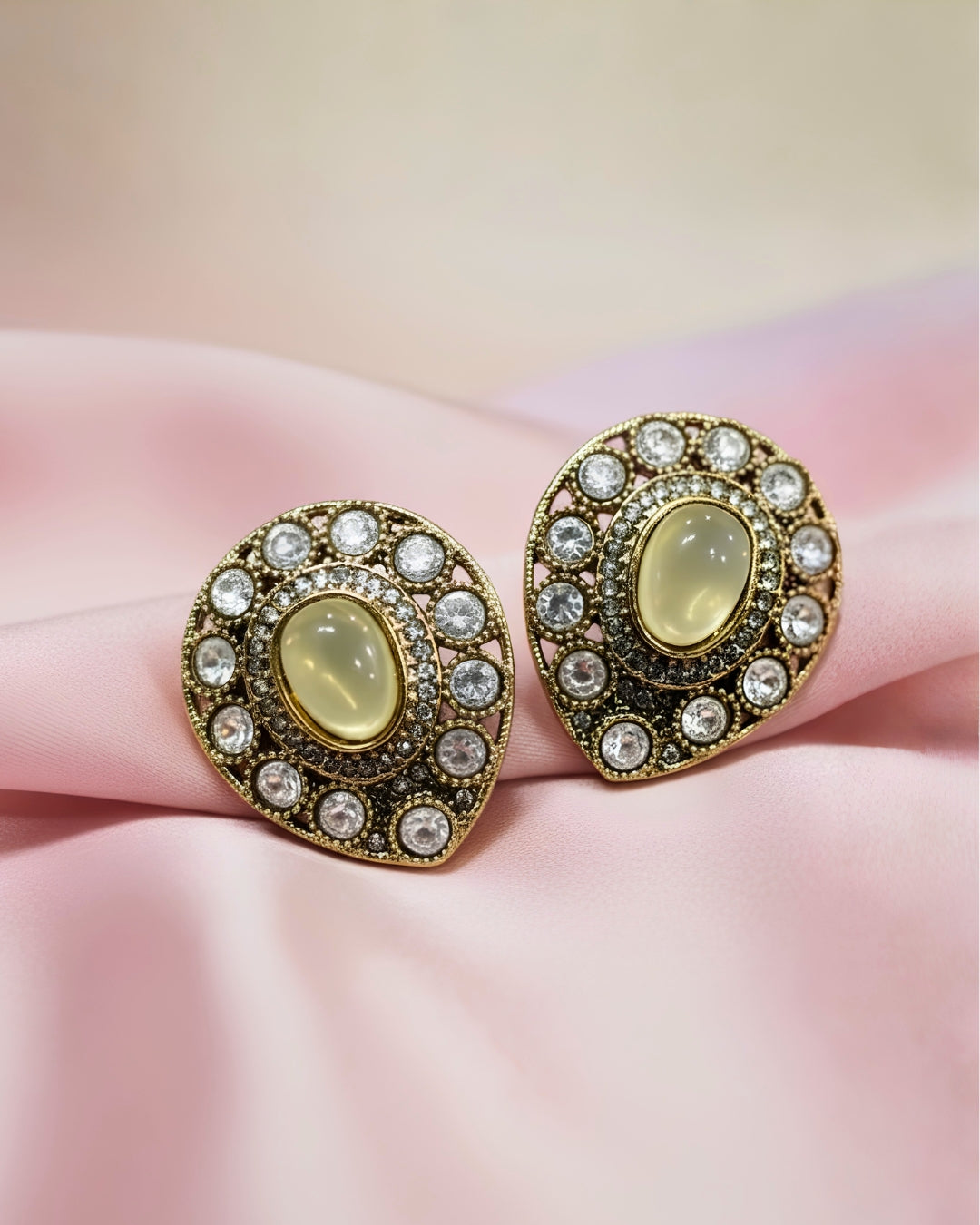 Moissanite Halo Teardrop Studs