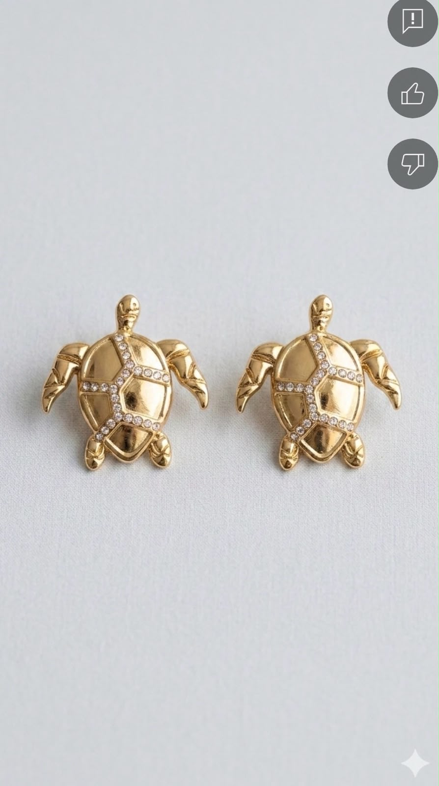 Golden Turtle Crystal Stud Earrings
