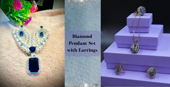 Diamond Pendant Set with Earrings Online