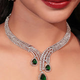 Elegant Diamond & Emerald Draped Necklace