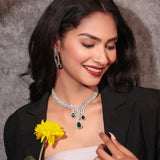 Elegant Diamond & Emerald Draped Necklace