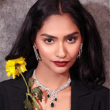 Elegant Diamond & Emerald Draped Necklace