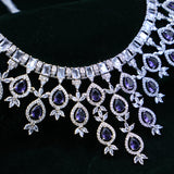 AD Dropping Necklace – A Symphony of Sparkle & Elegance 💎💜💚