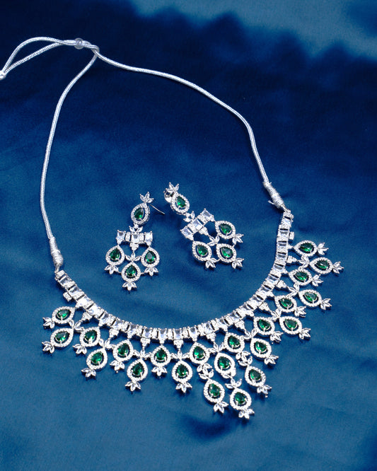 AD Dropping Necklace – A Symphony of Sparkle & Elegance 💎💜💚