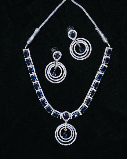 AD Necklace Set – Elegant Simplicity with a Statement Pendant 💙✨
