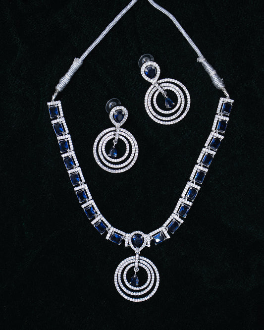 AD Necklace Set – Elegant Simplicity with a Statement Pendant 💙✨