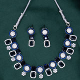 AD Necklace Set – A Dazzling Symphony of Blue & White 💙✨