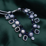 AD Necklace Set – A Dazzling Symphony of Blue & White 💙✨