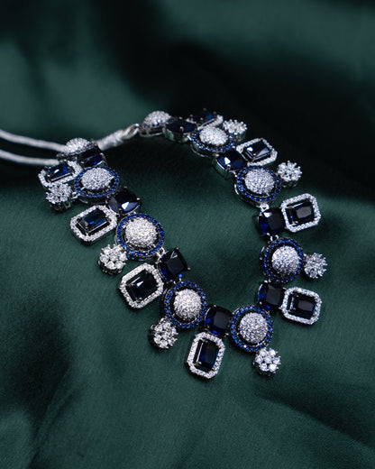 AD Necklace Set – A Dazzling Symphony of Blue & White 💙✨