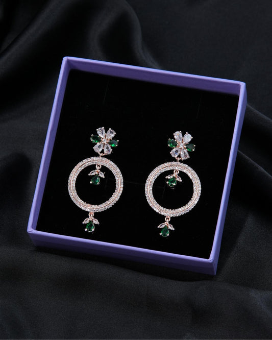Golden Earrings – A Dazzling Fusion of AD & Emerald