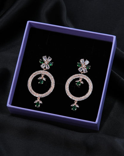 Golden Earrings – A Dazzling Fusion of AD & Emerald