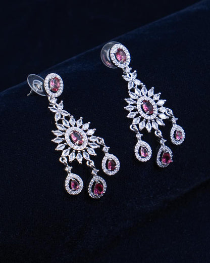 AD Necklace – A Timeless Beauty with Red Drop Elegance
