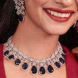 American Diamond & Blue Stone Choker Set
