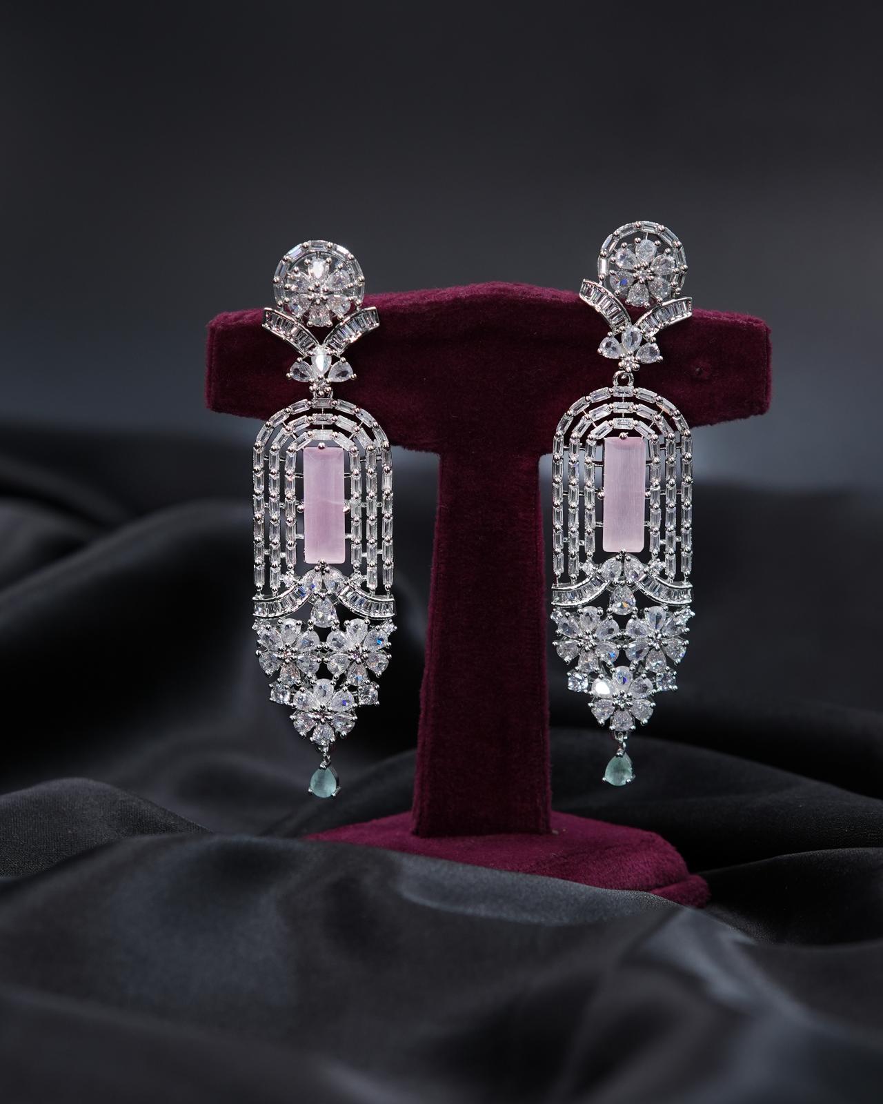 AD Earrings – Timeless Elegance with Blush Pink Radiance