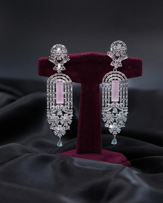AD Earrings – Timeless Elegance with Blush Pink Radiance