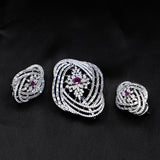 Elegant AD Pendant Set with Ruby Accent