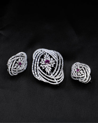 Elegant AD Pendant Set with Ruby Accent